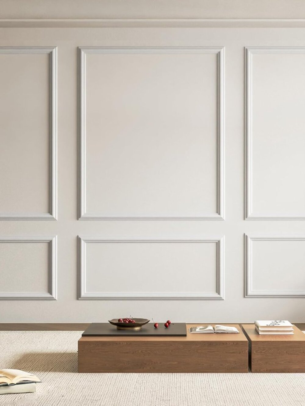 Pre-Cut Wall Molding Set, Ready-to-Assemble Panels, 3 Top 3 Bottom